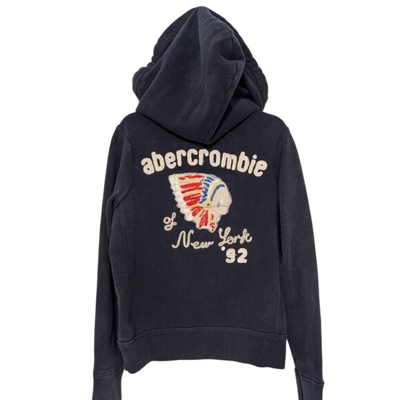 Abercrombie Fitch Indian Head Muscle Hoodie Kids Size XL Blue Hooded Sweatshirt - Picture 9 of 13